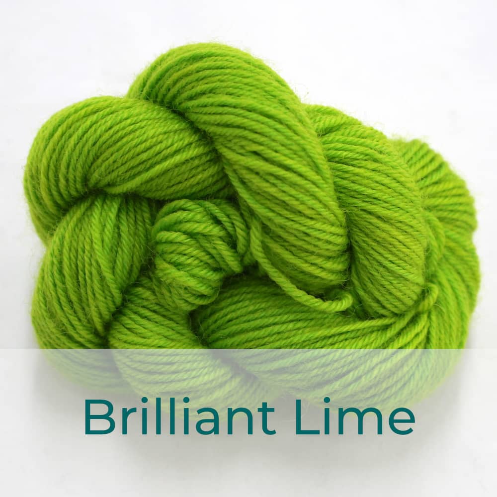 BFL 4 Ply mini skein in Brilliant Lime colourway. It is bright lime green.