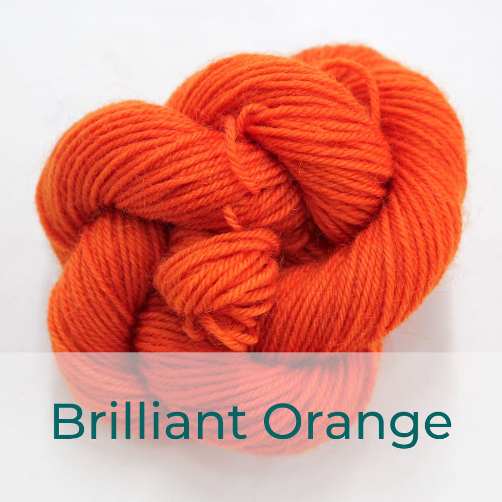 BFL 4 Ply mini skein in Brilliant Orange colourway. It is bright orange.