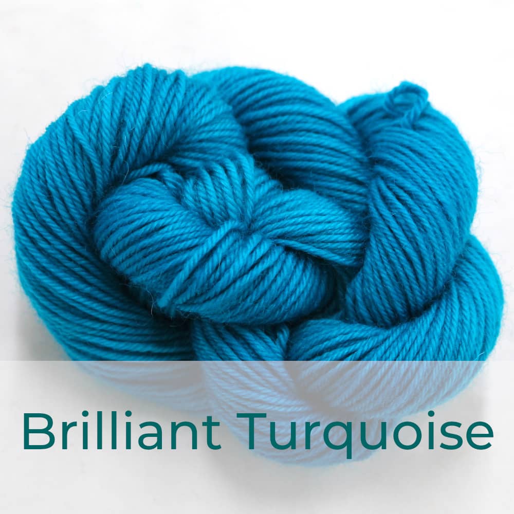 BFL 4 Ply mini skein in Brilliant Turquoise colourway. It is bright turquoise blue.