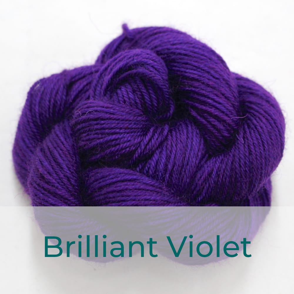BFL 4 Ply mini skein in Brilliant Violet colourway. It is deep purple.