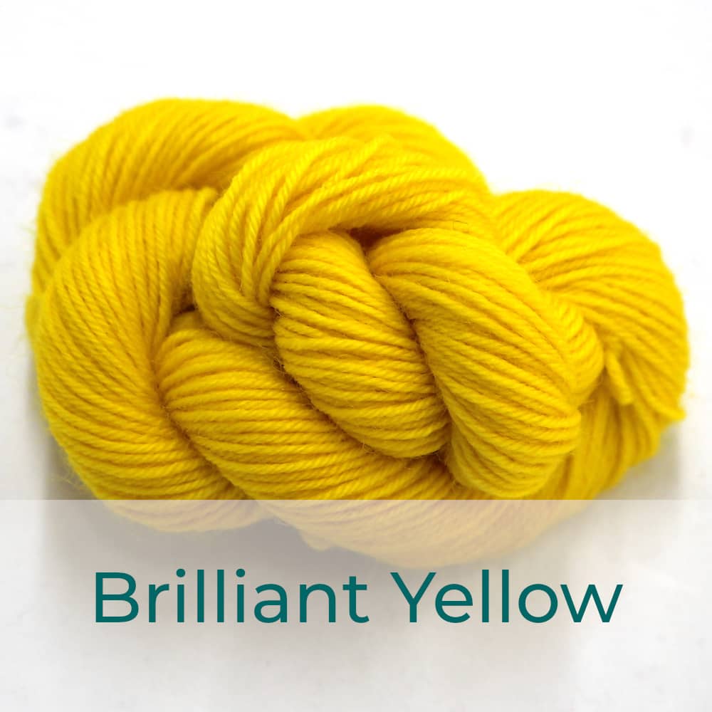 BFL 4 Ply mini skein in Brilliant Yellow colourway. It is bright lemon yellow.
