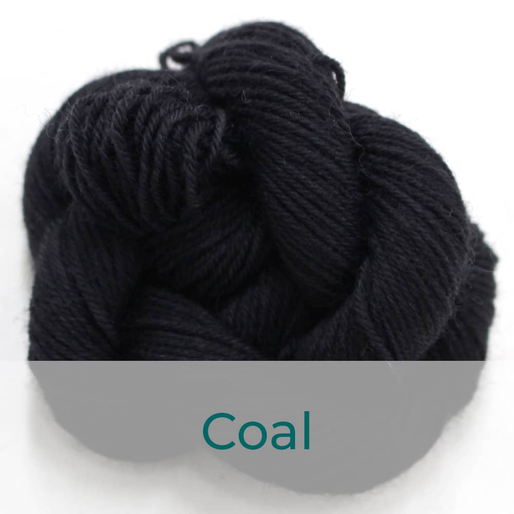 BFL 4 Ply mini skein in the Coal colourway. It is black.