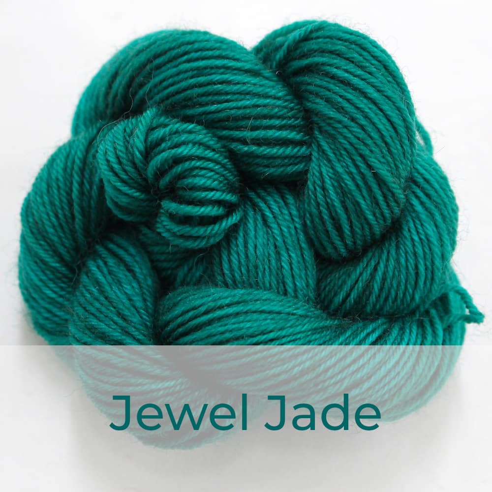 BFL 4 Ply mini skein in the Jewel Jade colourway. It is rich jade green.
