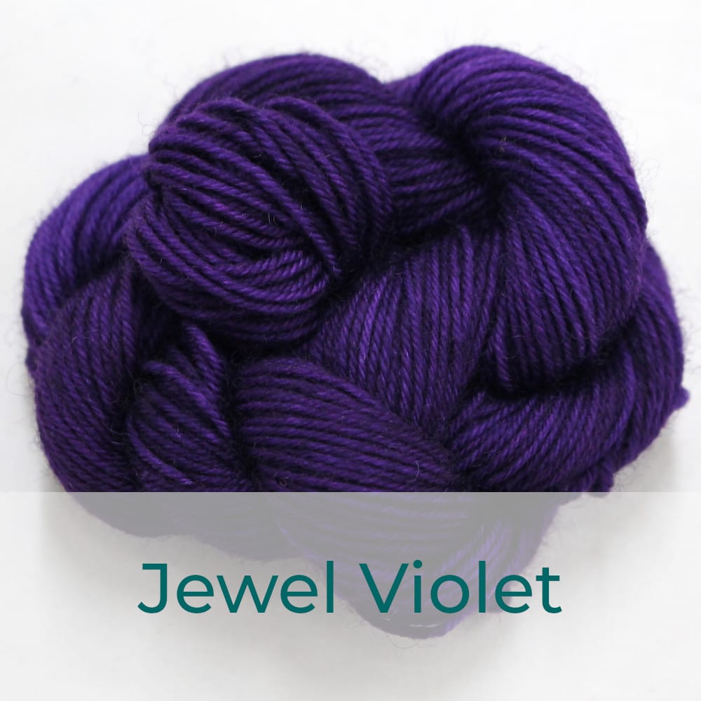 BFL 4 Ply mini skein in Jewel Violet colourway. It is royal purple.