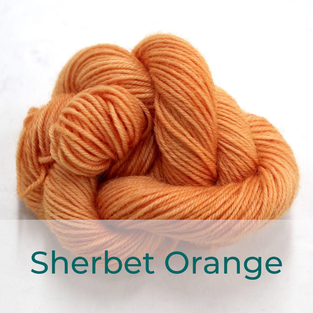 BFL 4 Ply mini skein in the Sherbet Orange colourway. It is a soft orange colour.