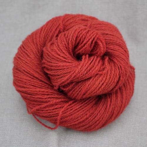 A skein of Severn 4 Ply in a rich burnt red colour