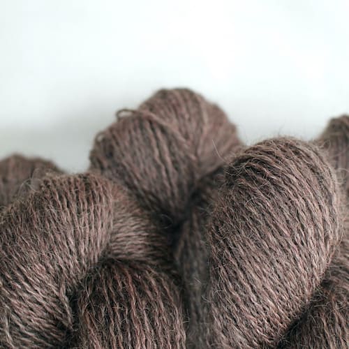Close up of skeins of Northampton Shear Leicester Longwool in the colourway Muscott
