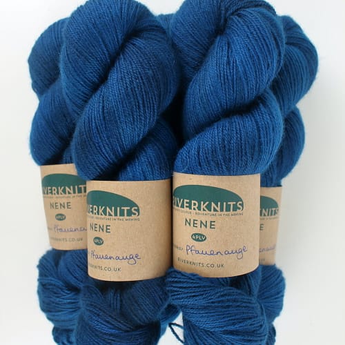 Skeins in an intense peacock blue